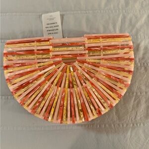 CULT GAIA Pink and Gold Acrylic Clutch